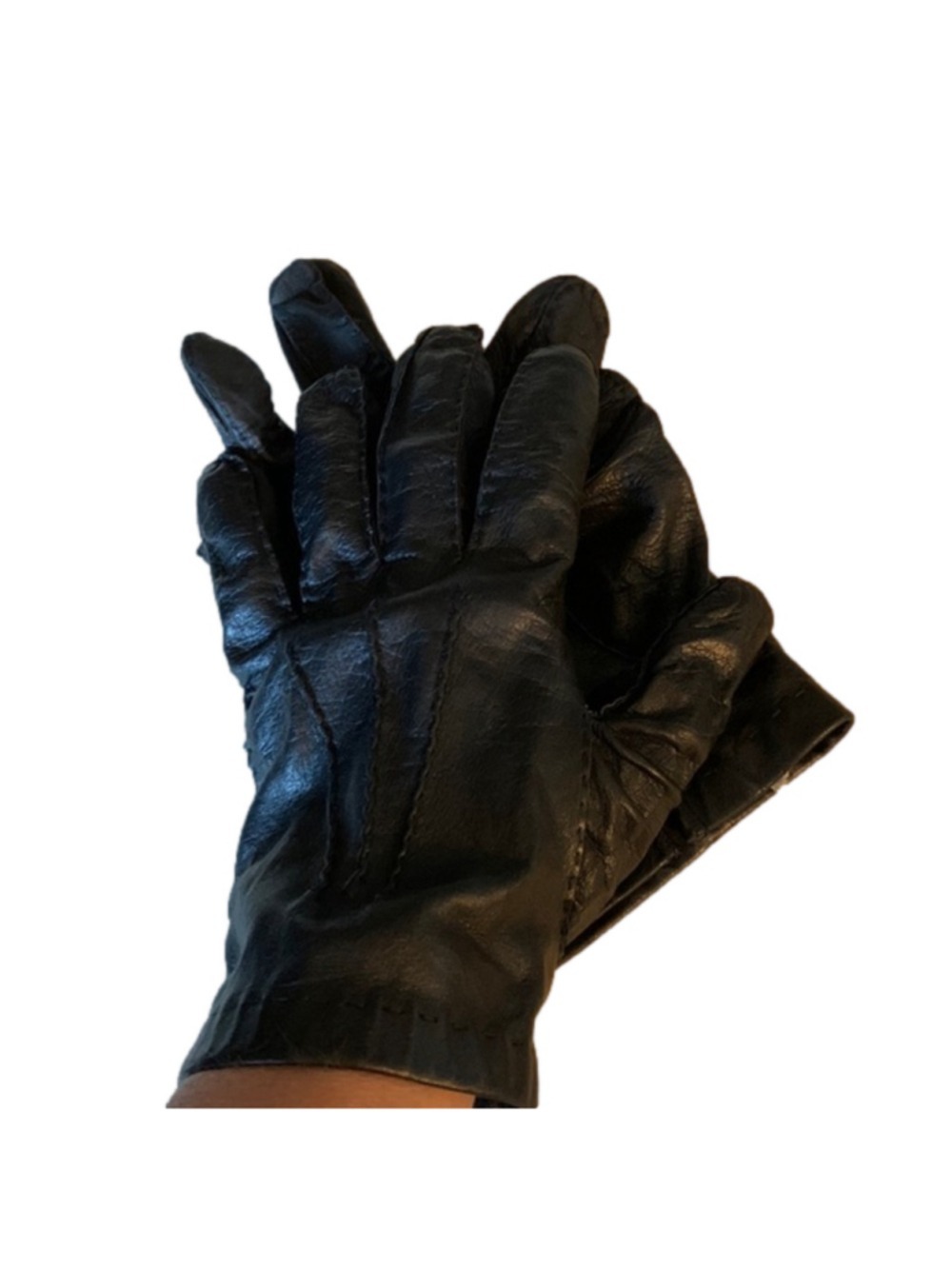 Mens black leather gloves